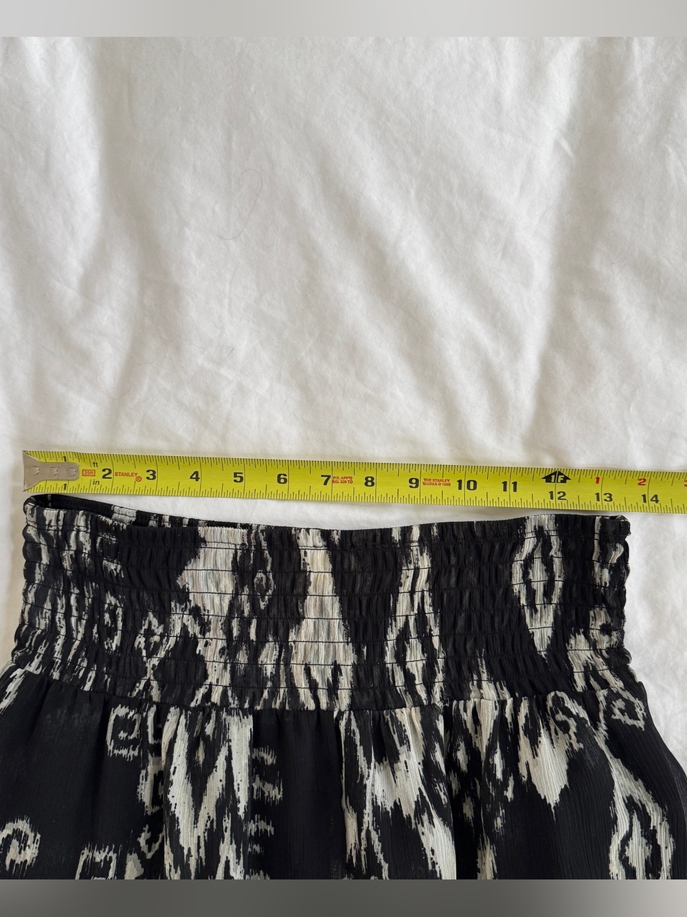 Coldwater Creek Black & White Ikat Print Boho Tiered Maxi Skirt Smocked Waist XS - Picture 3 of 6